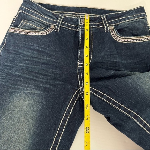 Faded Glory Vintage 90s Jeans Heavily Embellished Blinged Pockets Size 8 Boot - Picture 10 of 16